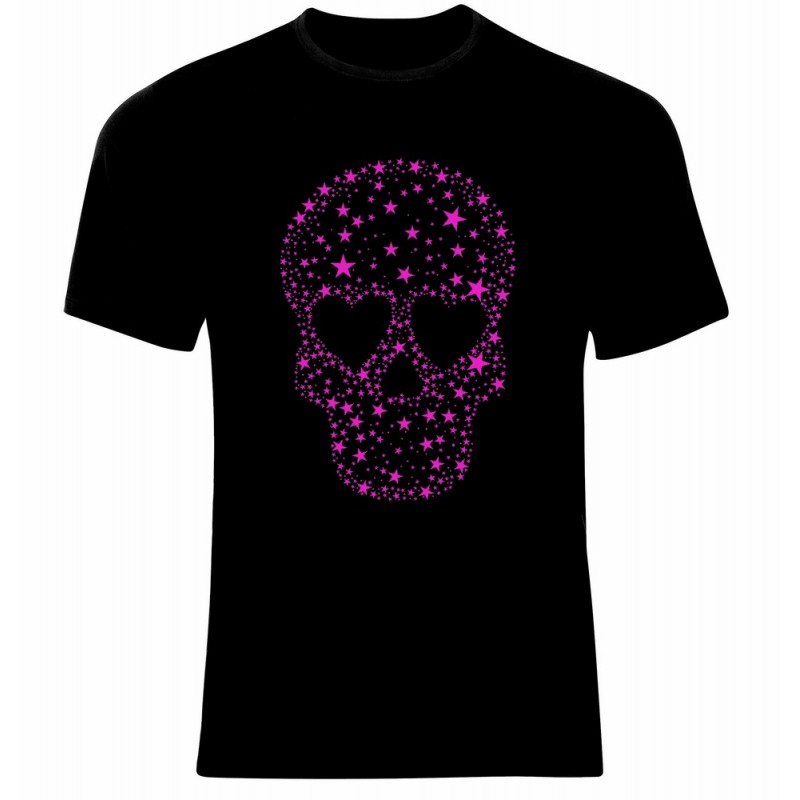 Тениска с Череп - Pink Skull Starts Hearts - 500067 Тениска с Череп - Pink Skull Starts Hearts - 500067